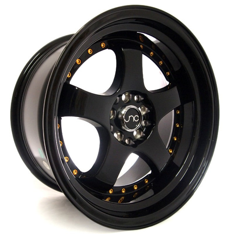JNC017 Gloss Black w/ Gold Rivets wheel