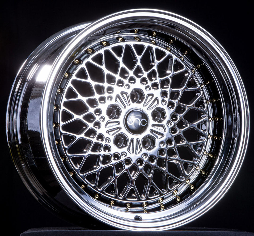 JNC045 Platinum w/ Gold Rivets wheel