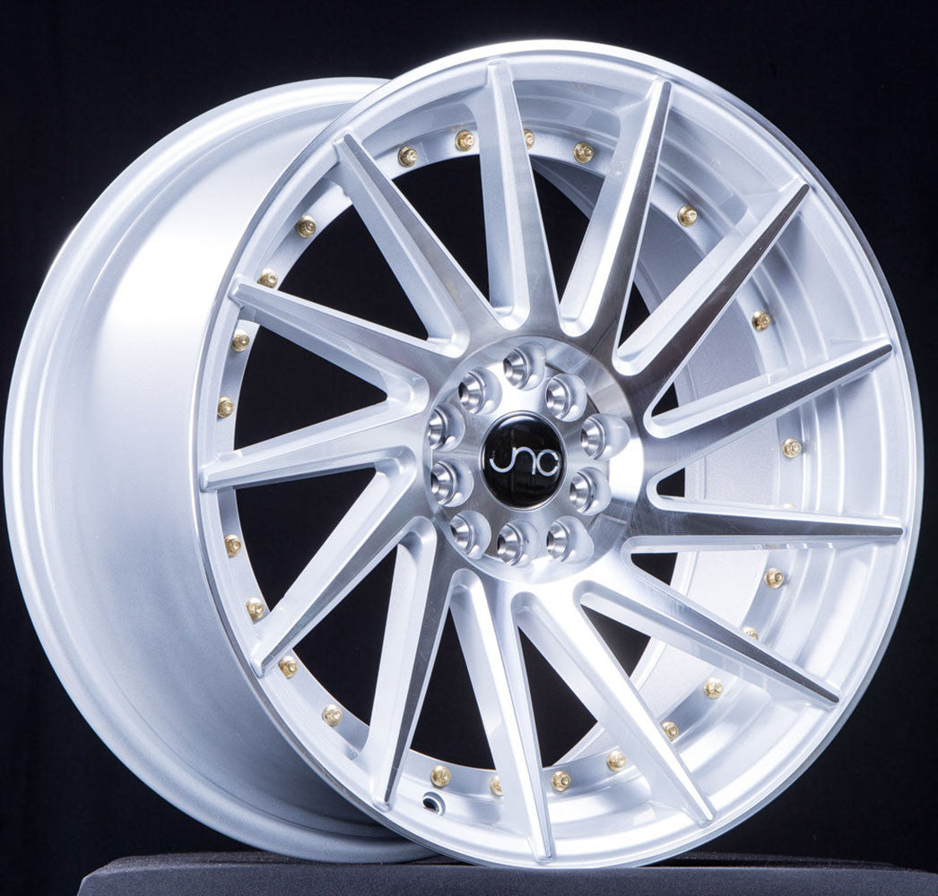 JNC051 Silver Machined Face w/ Gold Rivets wheel