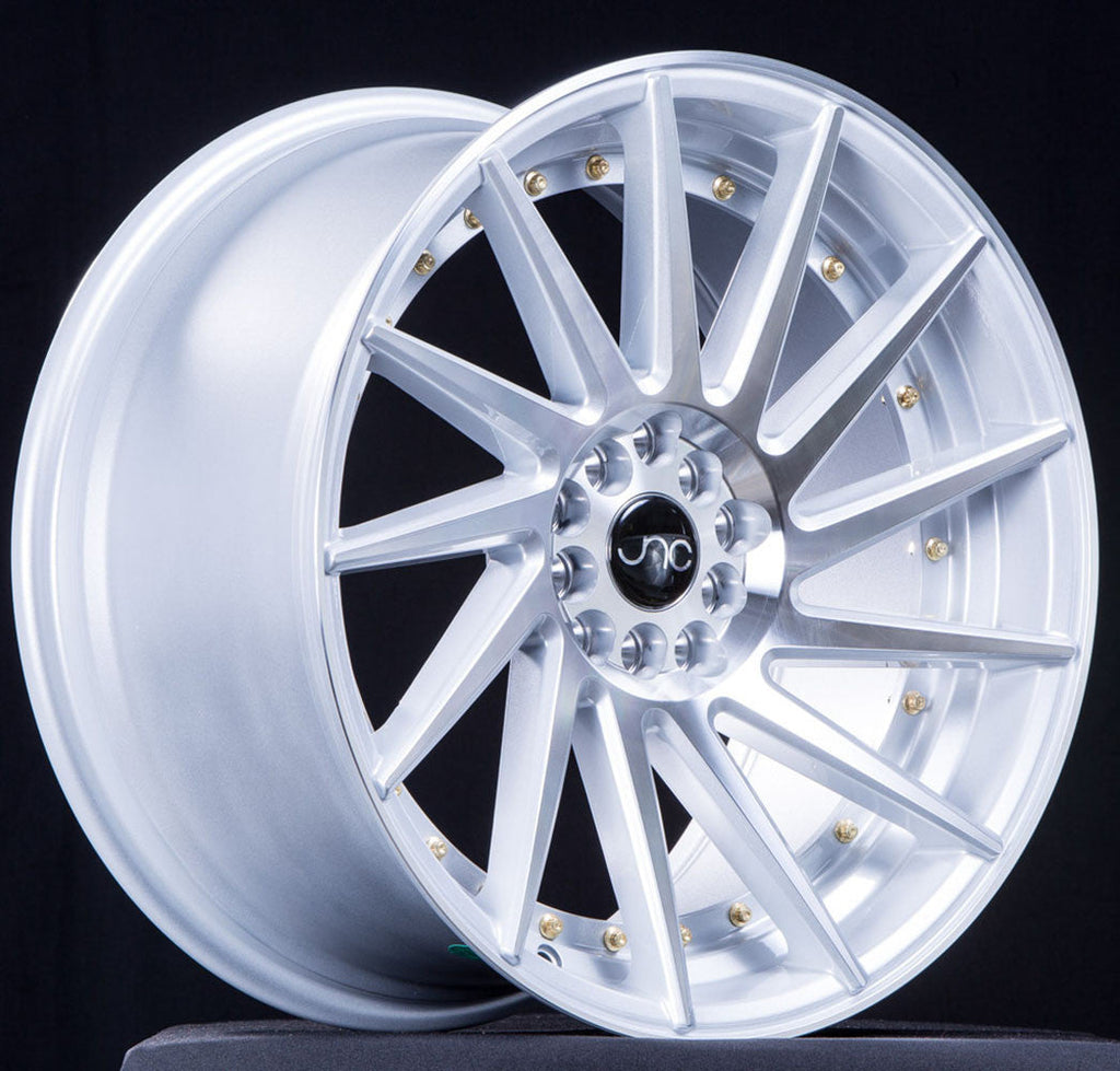 JNC051 Silver Machined Face w/ Gold Rivets wheel