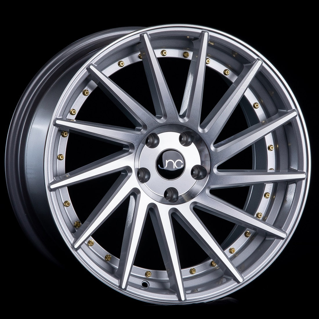 JNC051 Silver Brushed w/ Gold Rivets wheel
