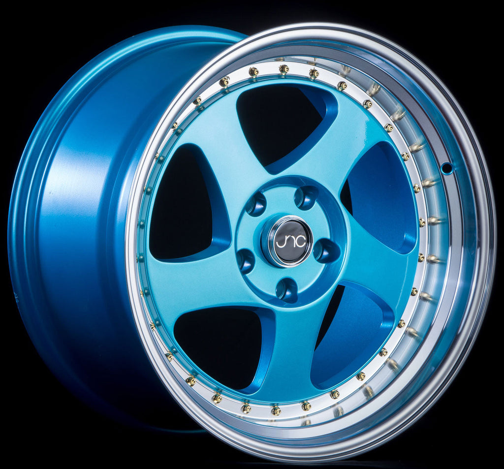 JNC034 Teal Blue Machine Lip Gold Rivets wheel
