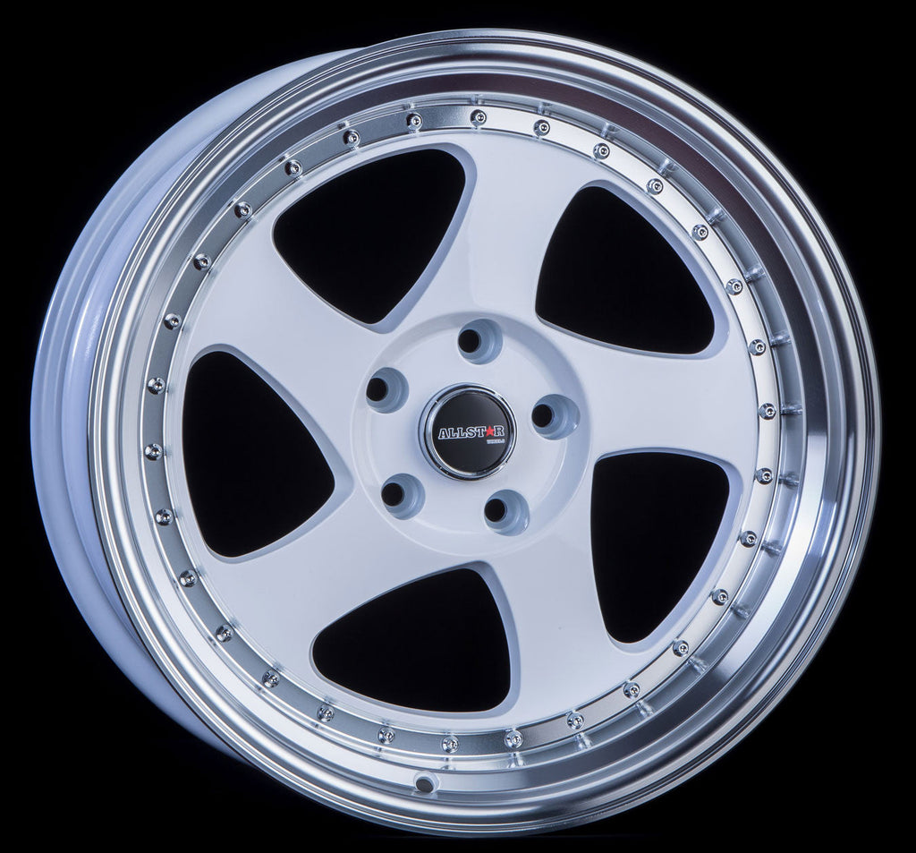 JNC034 White Machined Lip Gold Rivets wheel