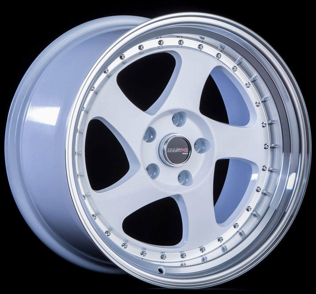 JNC034 White Machined Lip Gold Rivets wheel