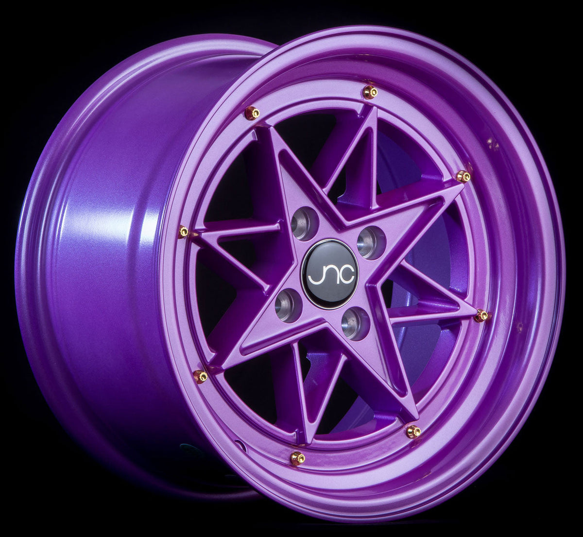 JNC025 Candy Purple Gold Rivets wheel