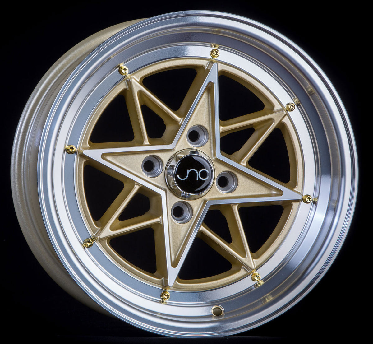 JNC025 Gold Machined Face Gold Rivets wheel