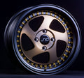 JNC034 Matte Bronze Black Lip Gold Rivets wheel