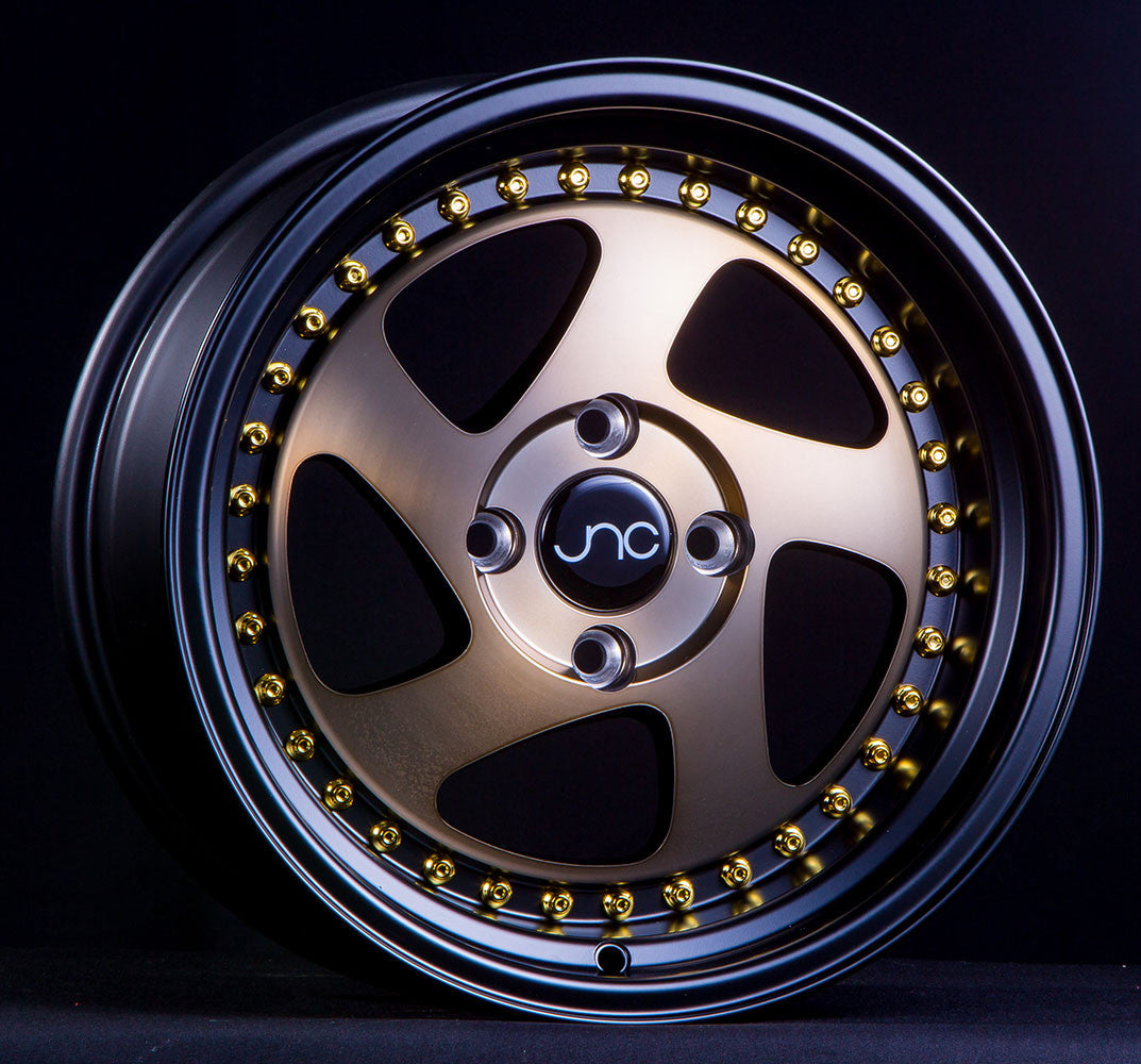 JNC034 Matte Bronze Black Lip Gold Rivets wheel