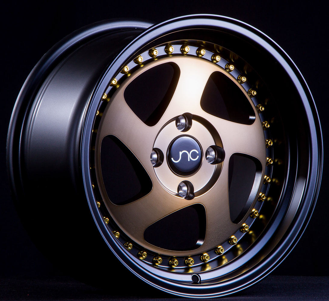 JNC034 Matte Bronze Black Lip Gold Rivets wheel
