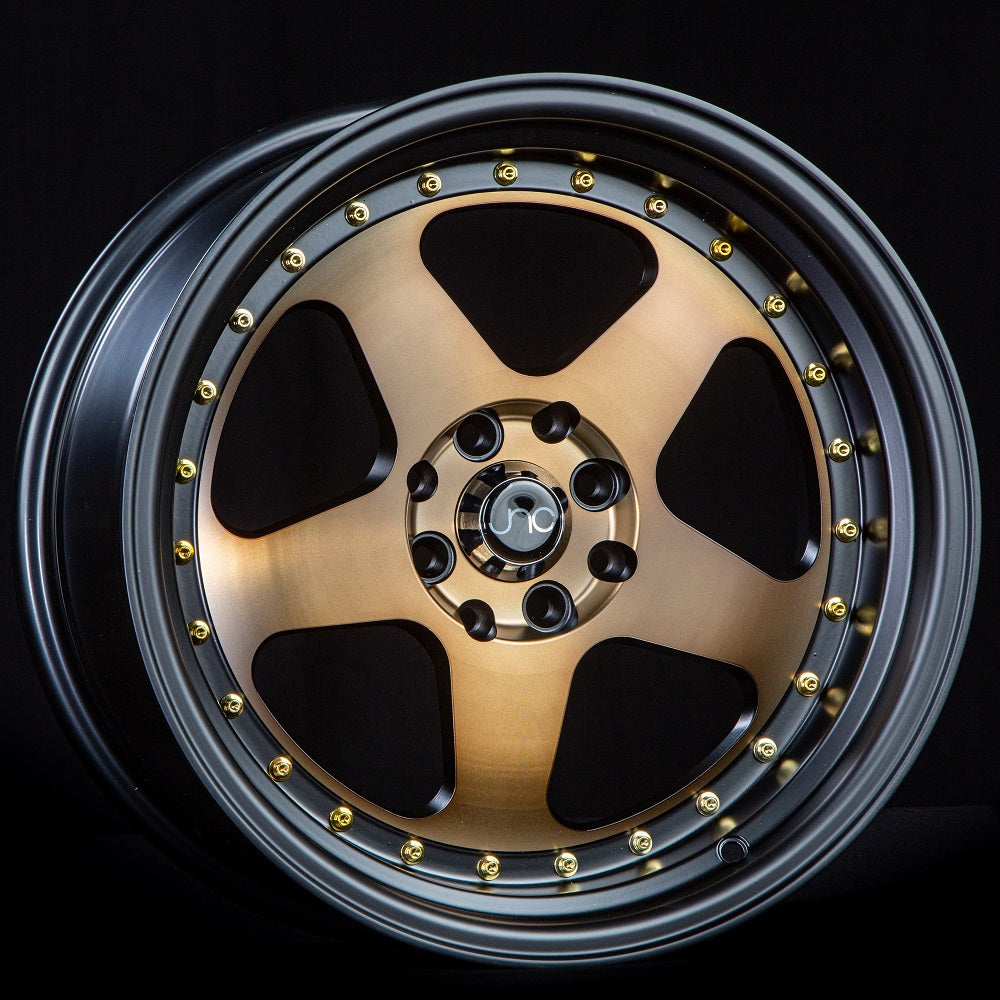 JNC010 Matte Bronze Black Lip Gold Rivets wheel