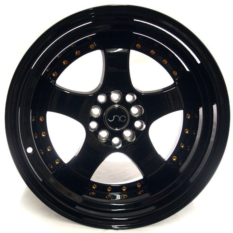 JNC017 Gloss Black w/ Gold Rivets wheel