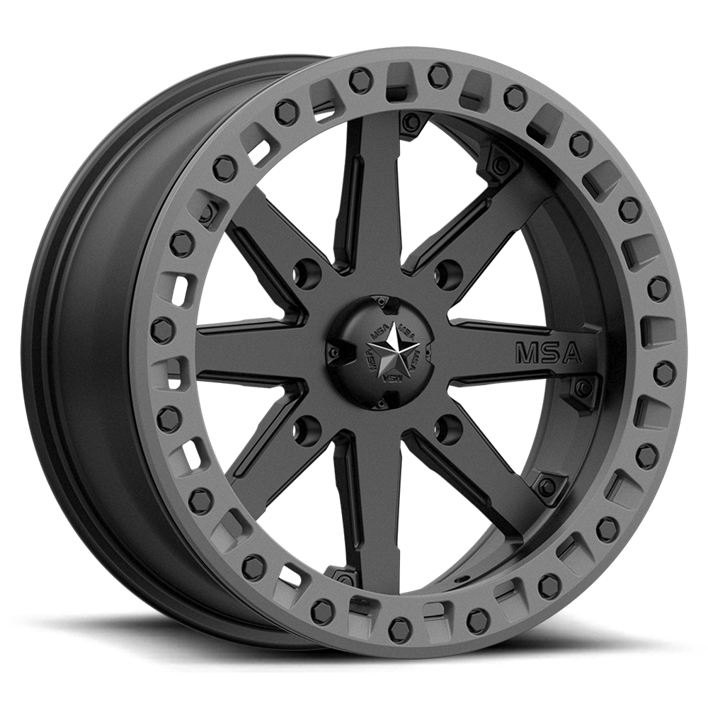 MSA Offroad Wheels LOK2 UTV BEADLOCK - SATIN BLACK W/ MATTE GRAY RING