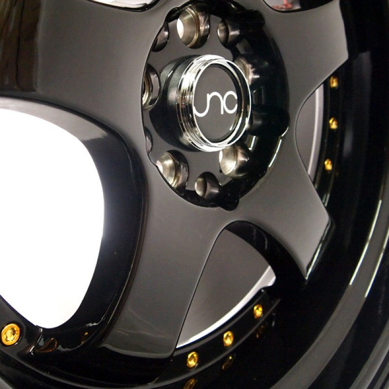JNC017 Gloss Black w/ Gold Rivets wheel