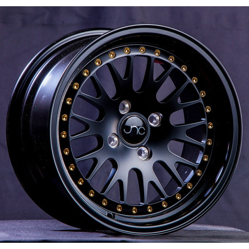 JNC001 Matte Black Gold Rivets wheel