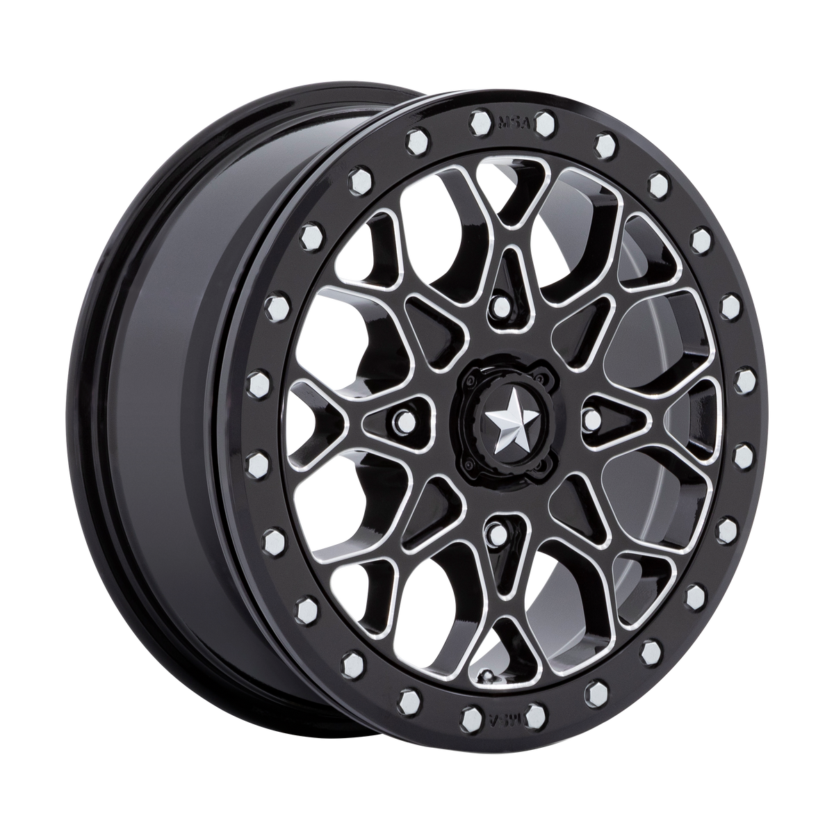 MSA Offroad Wheels M48 PORTAL UTV BEADLOCK - GLOSS BLACK MILLED W/ GB RING