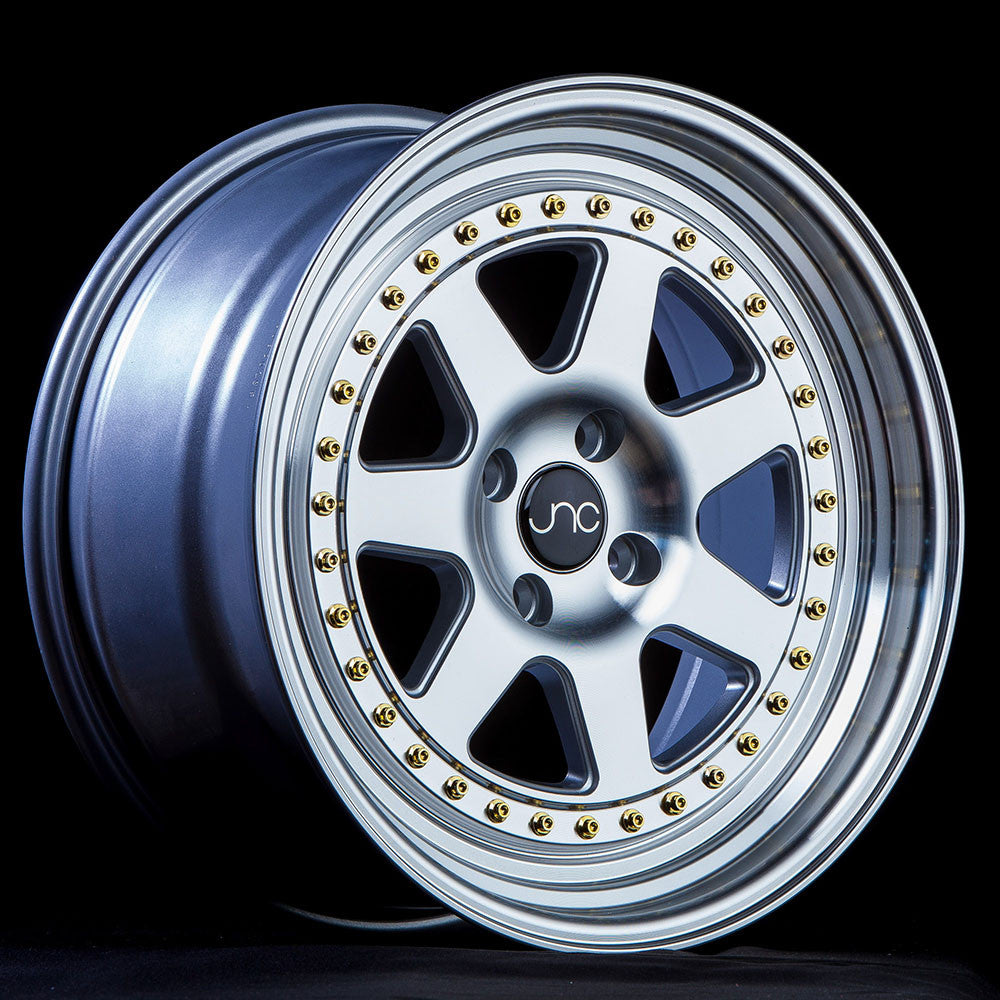JNC048 Silver Machined Face w/ Gold Rivets wheel