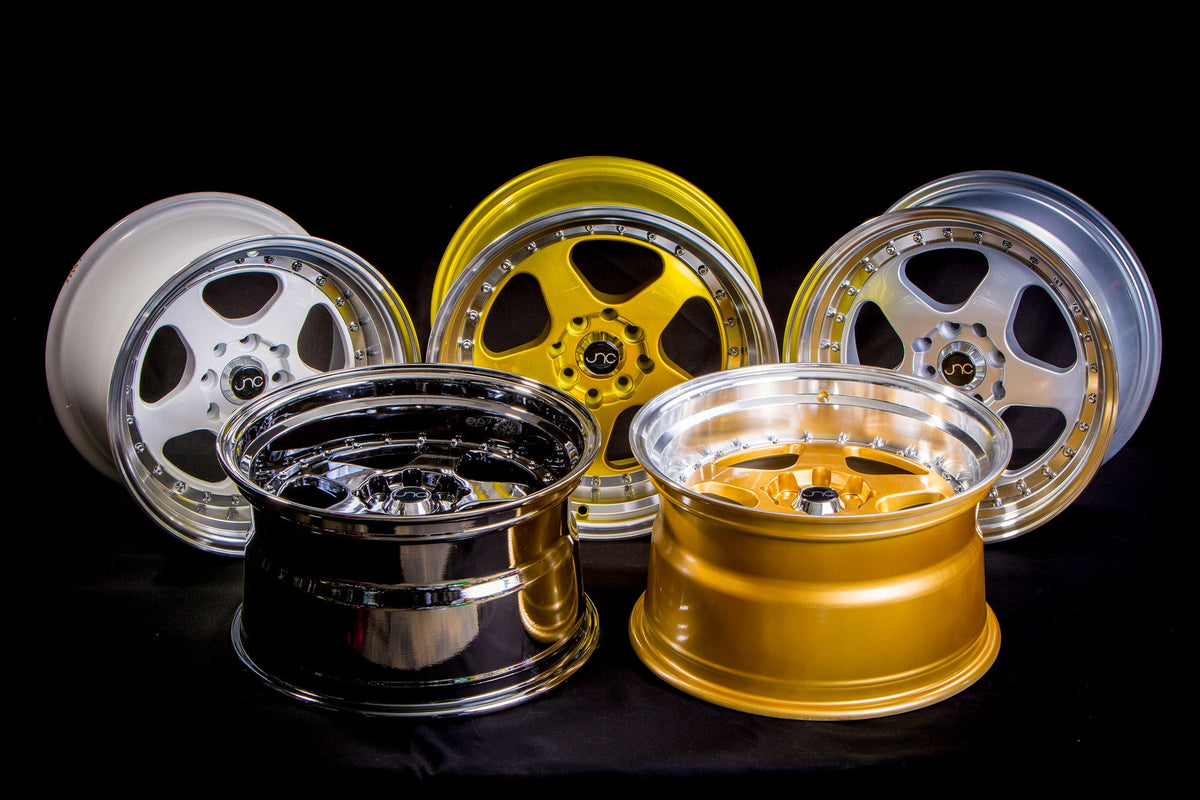 JNC010 Matte Bronze Black Lip Gold Rivets wheel