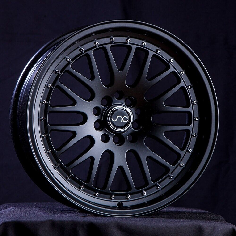 JNC001 Matte Black Gold Rivets wheel