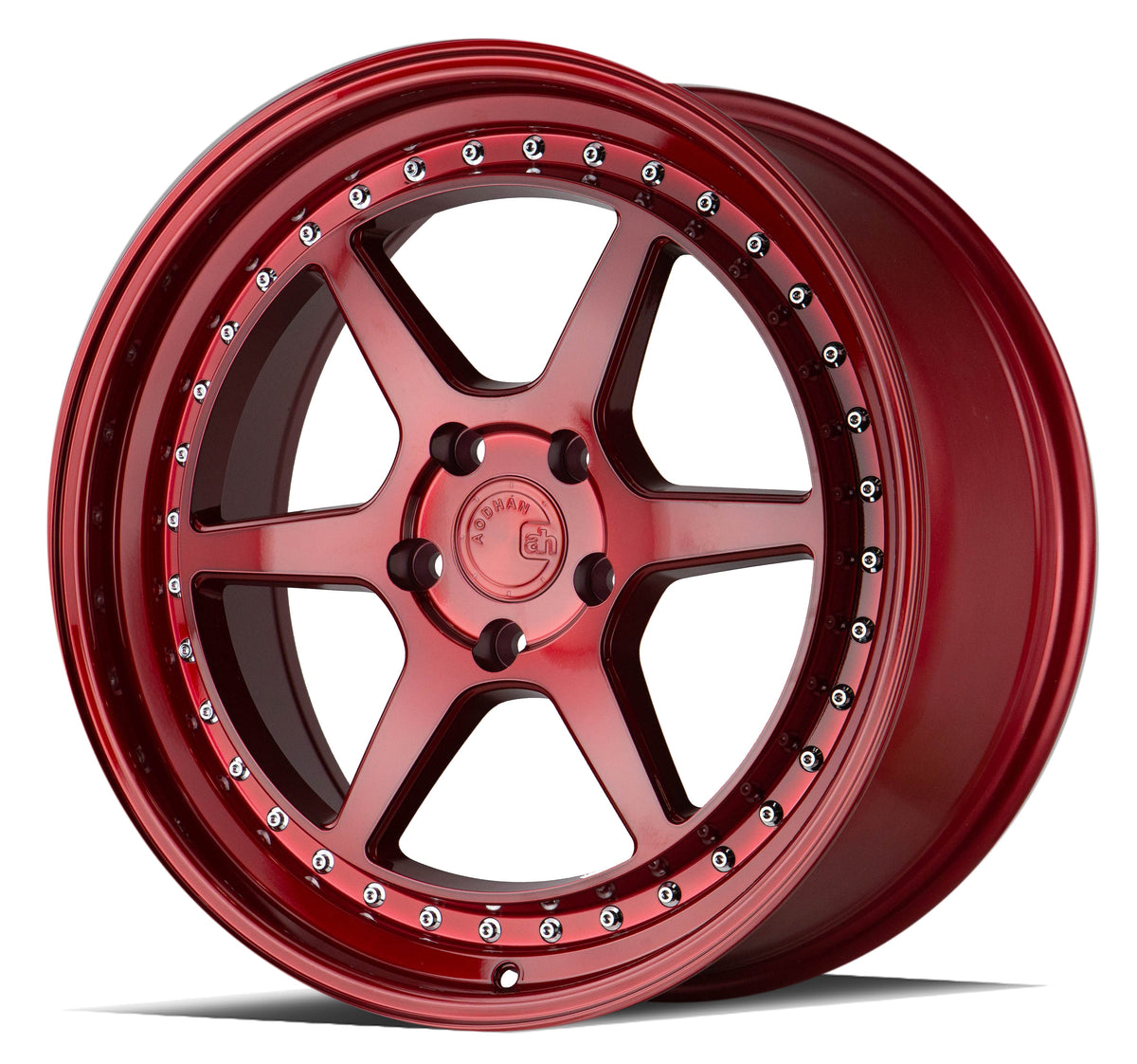 Aodhan DS09 Candy Red w/ (Chrome Rivets) wheel