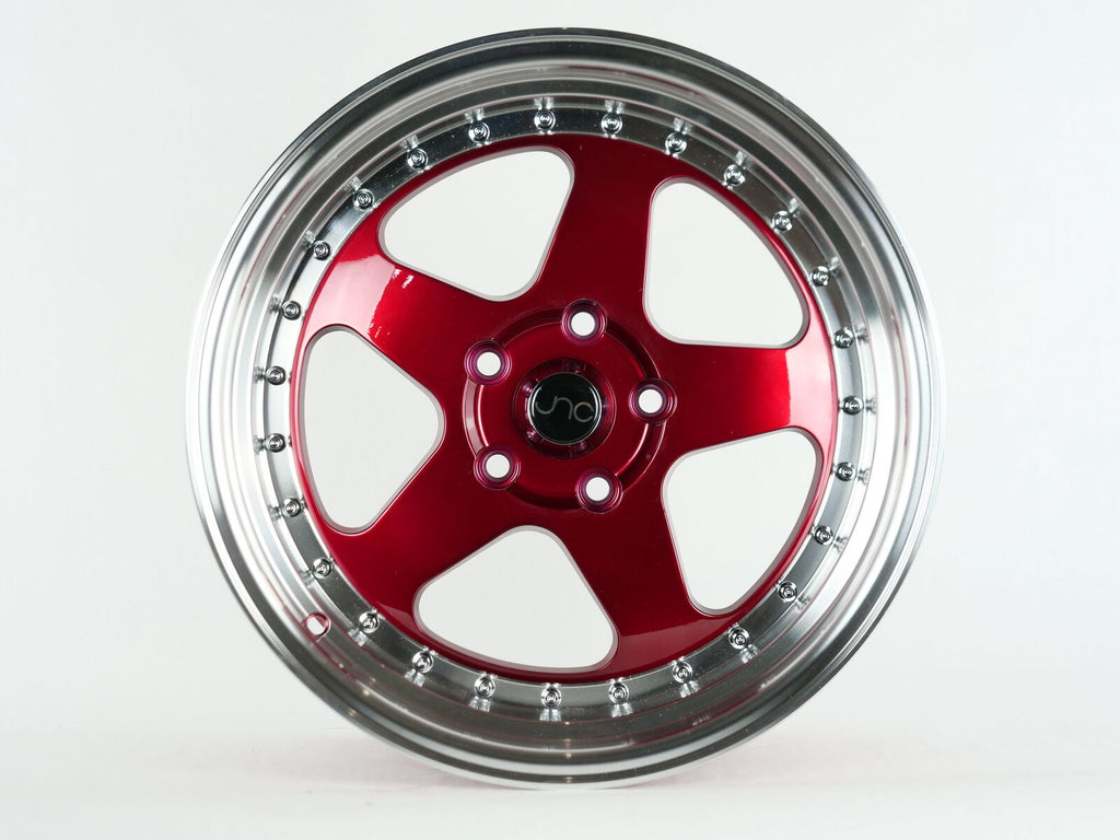 JNC010 Candy Red Machined Lip wheel