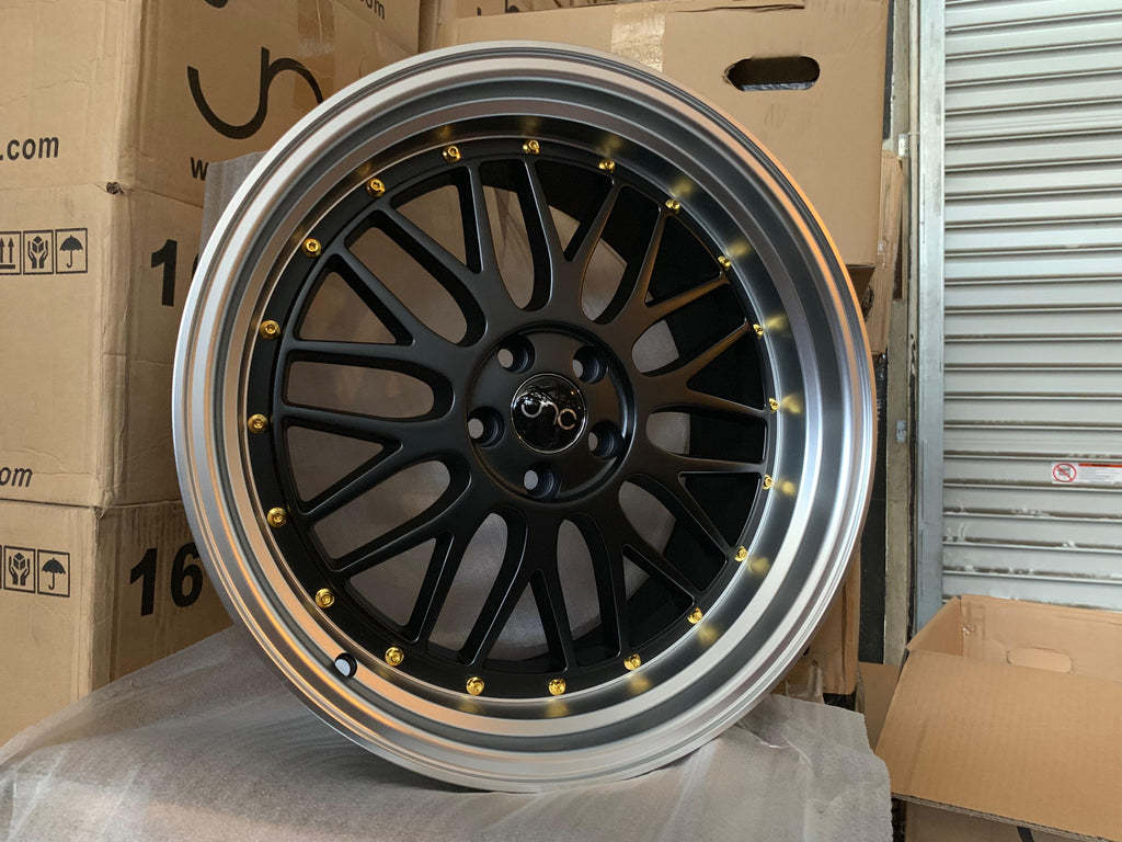 JNC005 Matte Black Machined Lip wheel